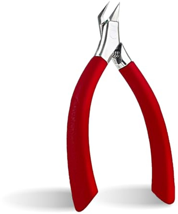 LUMOOM Tagliaunghie in acciaio inox, lama dritta, strumento per unghie incarnite, pinze affilate con estremità appuntite, strumento di precisione per unghie spesse (rosso)