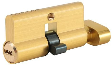 Cilindro di Chiusura con Pomello in Ottone 30/30, Include 3Chiavi Reversibili, Cilindro Profilato Antifurto, Serratura a Cilindro per Porte, Accessorio di Ricambio, Installazione Facile