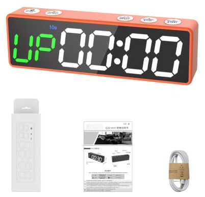 Ousmile Temporizador de Gimnasio, Mini 12/24H Reloj Digital Pared, Imán Fuerte, Temporizador de Intervalos para Entrenamiento, Cronometro con Batería, Timer de Cuenta Atrás/Arriba para Casa/Gimnasio