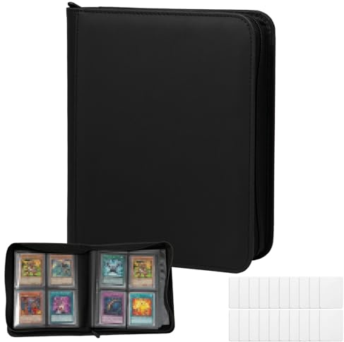 Pilikoll Raccoglitore per Carte da Collezione 4 Tasche con Cerniera 160 Tasche Album Porta Carte con 20 Toploader Raccoglitore Album Collezione Carte Album per Top Loader Pagine Raccoglitore di Carte