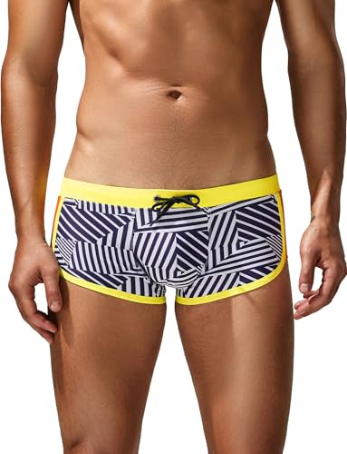 AIEOE Boxer de bain pour homme avec cordon de serrage Taille basse Taille S-XL