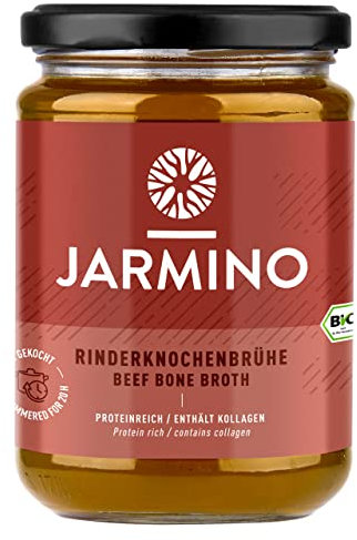 Bone Broth by JARMINO | 6 x 350ml Organic Beef Broth | Paleo Food | Clean Eating Alternative to Bone Broth Protein Powder or Collagen Powder
