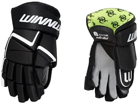 Winnwell AMP500 Ice Hockey Gloves - Durable & Lightweight Protective Equipment for Hockey Players for Youth, Junior & Senior (Black, 12)