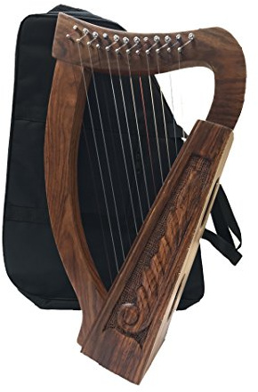 Z&N PRODUCTS 12 Strings Sheesham Wood Irish Harp, Free Carry bag & Tuning key
