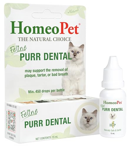HomeoPet Feline Purr Dental, Safe and Natural Tooth and Dental Care for Cats, 15 Milliliters