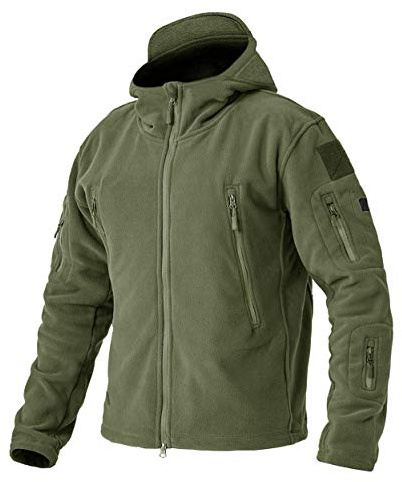 EKLENTSON Herren Warm Fleece Winter Herrenjacke Üergangsjacke Multi-Taschen mit Reisserschluss, (Armeegrün, XL)