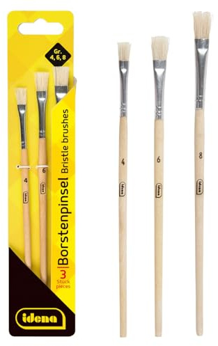 Idena 60105 - Pennelli in setola, set di 3, nelle misure 4, 6 e 8