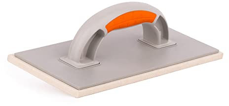 Mivos Rallador de plástico con revestimiento de fieltro 280 x 140 / tabla de fieltro para yeso con mango de dos componentes/tabla con fieltro de 8 mm/fabricado en la UE