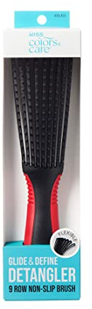 KISS Colors & Care Glide & Define Detangler 9-Row Non-Slip Brush, Large, Black - For Thick & Curly Hair, Tangle-Free, Smooth, Sleek Results, Anti Static, Sturdy & Non-Slip Grip, Multi Uses, &