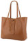 SH Leder ® Damen Echt Rindleder Shopper in Querformat mit Innentasche in vielen Farben Schultertasche Henkeltasche 30x37cm Maja G514 (Cognac)