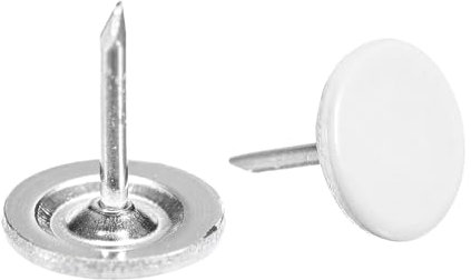 QUARKZMAN 50Pcs Clous de Tapissierie, Tête Plate de 11mmx13mm, Clous Décoratifs pour Meubles, Canapés, Têtes de Lit, Blanc