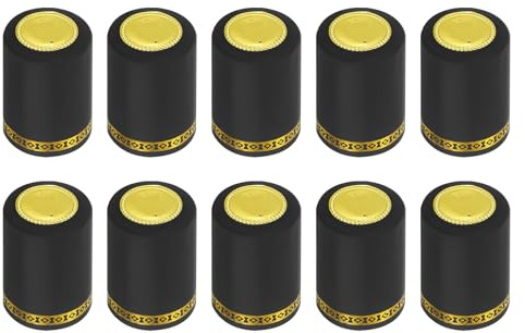 sourcing map 100Pcs PVC Heat Shrink Capsules Wine Bottle Capsules Shrink Cap Wrap Shrink Top Cover Flower Pattern for Wine Cellars and Home Kitchen, Black 32x50mm