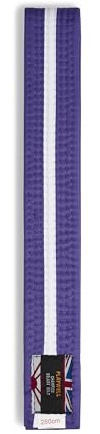 Martial Arts Cotton Striped Coloured Grading Belt - Purple Belt With White Stripe