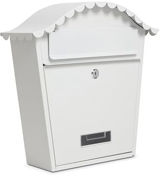 Assorted Collections Boîte aux Lettres Murale verrouillable avec 2 clés, en Acier galvanisé résistant aux intempéries, Facile à Installer (Blanc)
