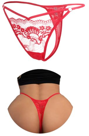 ohyeahlady Mikrostring tanga damer sexig mini stringtrosa erotiska hipster trosor spets G-string stora storlekar t-back transparent underkläder mulliga kvinnor låg midja trosor trosor, röd, XXL
