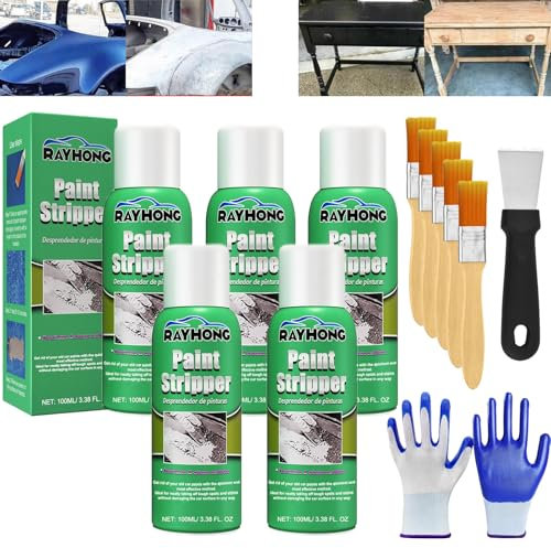 Décapant Rayhong, Décapant Efficace Rayhong, Décapant à Peinture à Haute Efficacité pour Surfaces Métalliques, Décapant de Peinture Puissant pour Bois, Métal, Maçonnerie, Plâtre, Carreaux (5 Pièces)