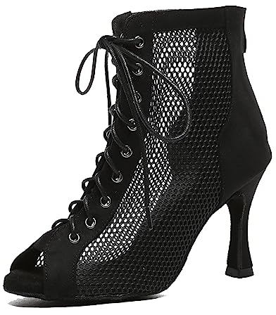 MINITOO Chaussures de danse sexy pour femme - Bottines de danse ouvertes pour soirée ou bal de fin d'année, 37 EU