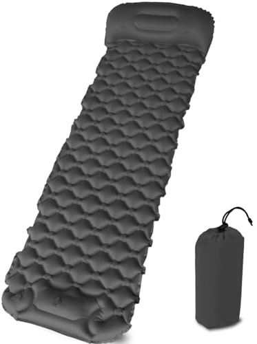Baiao Ultralight Inflatable Camping Mat - With Integrated Pillow – Lightweight (0.55kg) and Compact Outdoor Sleeping Mat for Hiking and Bikepacking(Black)