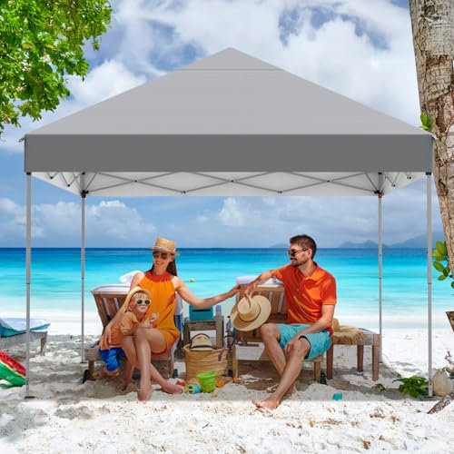 Tonnelle de Jardin 3x3M ，Tonnelle Pliante，Tente Pliable，Tente Réception，Réglable en Hauteur,Anti UV 50+，Imperméable，Auvent Barnum Pliable pour Camping Festival Plage,Sac de Transport Inclus,Gris