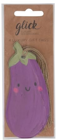 Glick Pack med 4 Aubergine presentetiketter för att tillbehör dina gåvor vackert, presentetiketter lila 16 x 6 cm