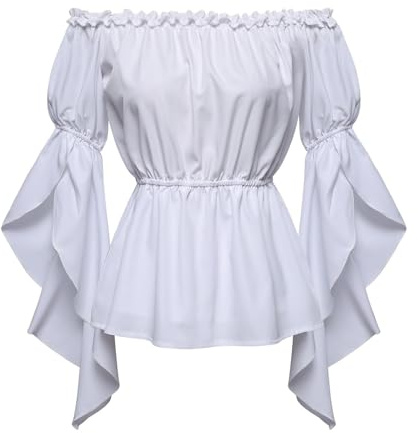 Oktoberfest Outfit Women Elegant Tops Long Sleeve Boho Blouse Top Plus Size Shirt Gothic Ruffle Skirt Shirt Cosplay Costume Top Dirndl Blouse Fancy Dress Outfit Halloween Costumes Holiday Essentials