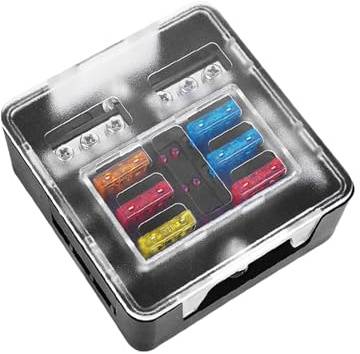 VIVIWI General - Caja de fusibles de 6 vías/12 vías, soporte de fusibles ABS con cubiertas transparentes, caja de fusibles automotrices para vehículo y modificación