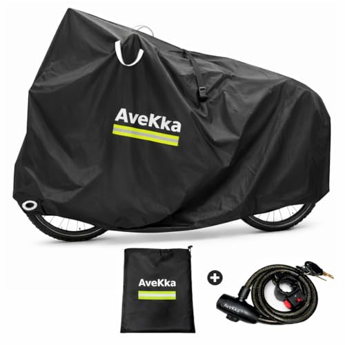 Funda Bicicleta Exterior Impermeable Avekka con Candado Antirobo - Accesorios Bicicleta Funda Impermeable 420D - Costuras Reforzadas y Protección UV - Incluye Cable 120 cm con Candado Antirrobo