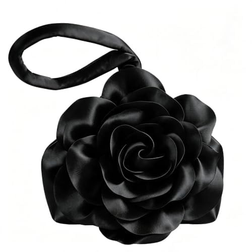 BABEYOND Clutch Bags Elegant Rose Evening 1920s Satin Clutch Handbag Purse | For 1920s Flapper, Costume Party, Wedding & Daily Use. 3D Rose Floral Pattern for Women