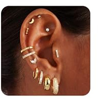 MILACOLATO Orecchini Acciaio Chirurgico Donna Oro Orecchini Anallergici Cerchio Helix Piercing Trago Set Gioielli Donna Placcati Oro 14K per Piercing Multipli