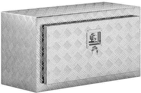 HOMCOM Cassetta degli Attrezzi in Alluminio con Serratura 2 Chiavi, Cassa Box Portautensili 96L, Resistente e Impermeabile, Scatola Portaoggetti per Pick-Up Camper Rimorchi, 76.2x35.5x40.6cm, Argento