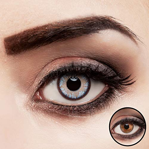 aricona Kontaktlinsen farbig blau ohne Stärke deckende Jahreslinsen 2 Stück