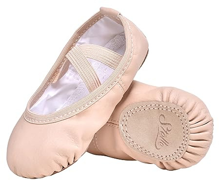 Stelle Ballet Shoes for Girls Toddler Ballet Slippers Soft Leather Boys Dance Shoes for Toddler/Little Kid/Big Kid(Ballet Pink, 2ML)