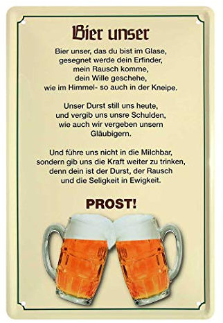 Bier Unser Blechschild - Retro Deko Metallschild - Lustiges Schild - Witzige Wanddeko für Kellerbar, Kneipe, Tresen, Theke, Bar - Geschenkidee für Biertrinker und Biergenießer - 20x30cm