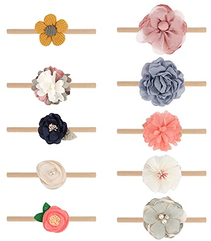 DRESHOW 10 Pcs Fascia Per Capelli Bambini Neonata Elastica - Accessori Capelli Bambina