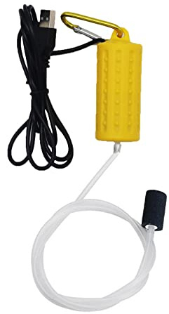 Ossigenatore per Acquario USB Mini Pompa Aria Acquario Silenzioso Risparmio energetico Aeratore Acquario con pietra d'aria e tubo in silicone a uscita singola 1W (giallo)