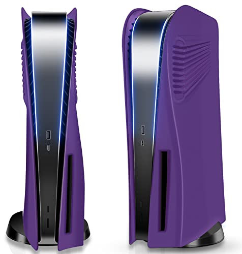 SIKEMAY PS5 Console Cover Plates for Disc Edition, Playstation 5 Accessories Covers Faceplate Custom Hard Shockproof with Cooling Fan Vents Dust Protective ABS Skins Shell Side Panels - Purple