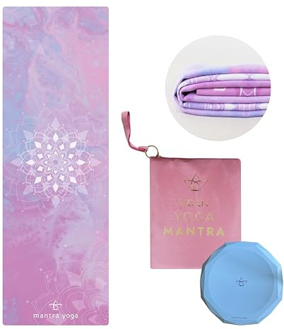 Mantra Yoga Travel PRO 1.5mm with Knee Pad & Bag - Foldable Fitness & Exercise Mat with Bag | Lightweight, Compact & Eco-Friendly | Non-Slip & Washable | For All Types of Yoga | 72 L x 24 W | 2.6 lbs
