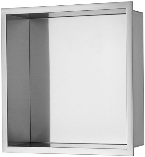 VEVOR Niche Encastrable Salle de Bain 33,02x33,02 cm Niche Douche Murale Double Étagère Acier Inoxydable 304 Scellée Étanche Facile à Nettoyer Moderne pour Stockage Savon Douche Salle de Bains, Argent