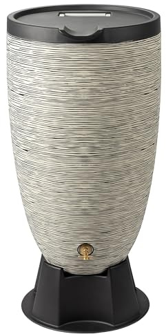 RTS Home Accents 50-Gallon Newport Rain Barrel with Stand and Removable Lid, Slate Color