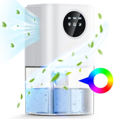 Dehumidifier for Home, 1800ML Dehumidifier for Bedroom, Auto Shut Off & Timer, Portable Ultra Quiet Dehumidifiers for Drying Clothes, Bathroom, Wardrobe, Caravan RV Room