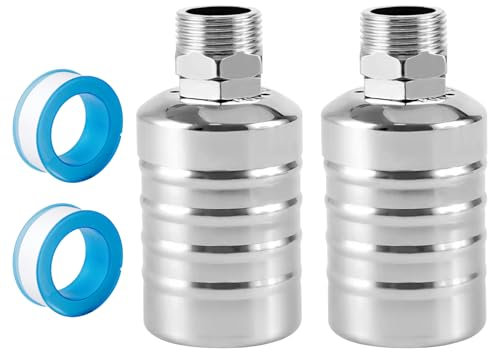 2 Stück Schwimmerventil für Wassertank Pool,304 Edelstahl Automatisches Schwimmerventil,Wasserstandskontrollventil mit Wasserhahn-Dichtungsband,3/4 Zoll Wasserstandsregelventil,Schwimmkugelhahn (A)