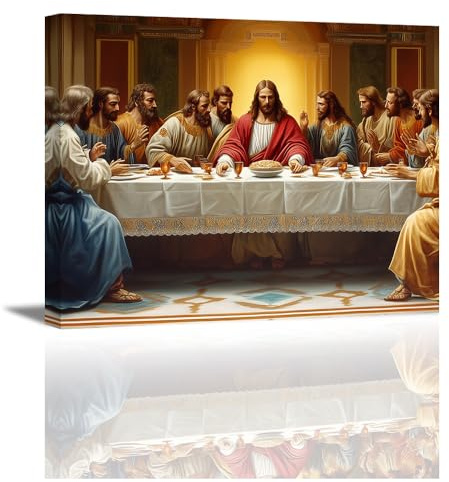 PIY PAINTING Riproduzione Di Un Dipinto Famoso, Stampa Quadro, l'Ultima Cena, Quadro Su Tela Di Gesù, Arte Murale Su Tela Per Soggiorno Ingresso Corridoio Caffè Cucina, 30x40 cm, Cornice Interna