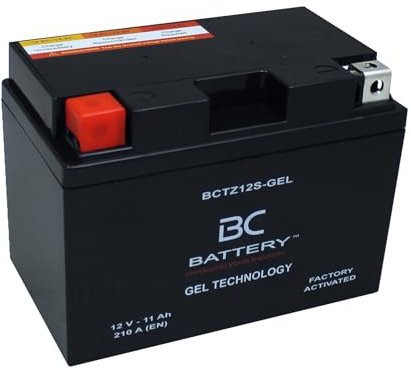 BC BATTERY Motorrad Starterbatterie mit GEL 12V 11Ah BCTZ12S-GEL Moto&Scooter, wartungsfrei versiegelt vorgeladen ähnlich YTZ12S