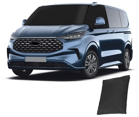 JOJOCY Noir Solide Couverture de Pare-Brise en PVC Oxford 600D pour Ford Transit Custom 2012-2022, Housse de Pare-Brise de camionnette