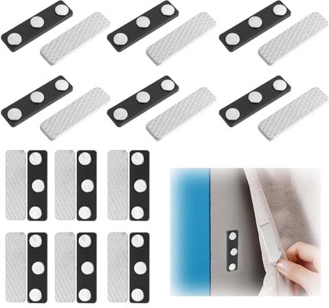 Knocery Chiusura Magnetica per Tende, 12 Paia Forti Accessorio per Oscuranti per Tende da Finestra Magneti per Tende con Adesivo Chiusura Magnetica per Tende per Tende Oscuranti