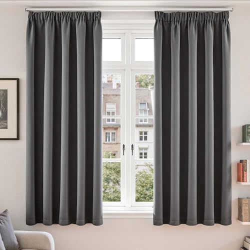 Vangao tende per interni oscuranti termiche per finestre camera da letto soggiorno salotto tende a pacchetto L 140 x A 175 cm moderne 2 pezzi 175 cm altezza per binario a soffitto, grigie