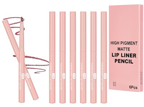 LOPHE Lip Liner Set, 6 Stück Wasserfester Lippenkonturenstift mit Mattes Finish, Lipliner Langanhaltender, Voller Textur, Lippenkonturenstift Kit A