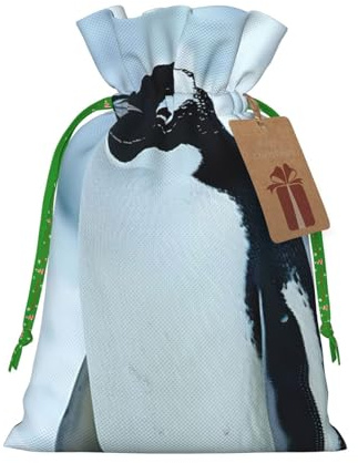 Bolsas de regalo con cordón de Navidad con estampado de pingüino, saco festivo de Navidad, fiesta de cumpleaños, embalaje de regalo