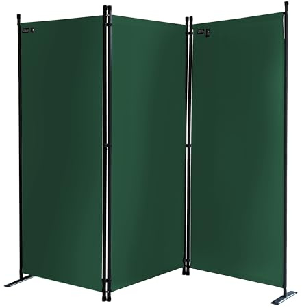 QUICK STAR Skärmvägg 3-delad 170 x 165 cm Grön | Trädgård Utomhus Väderbeständig | Balkong Insynsskydd Fällbar | Tyg Rumsavdelare | Avdelningsvägg Inomhus | Paravent Skiljevägg