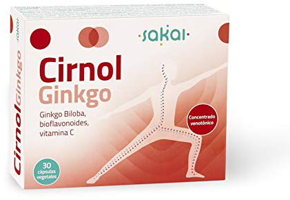 Sakai – Cirnol Ginkgo, Complemento alimenticio a base de polvo y extracto titulado de Ginkgo Biloba, Bioflavonoides y Vitamina C